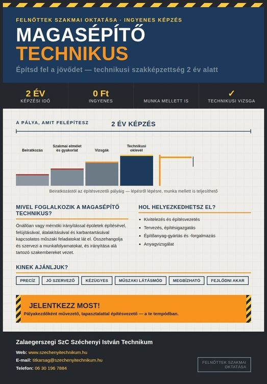 Magasépítő technikus, építsd fel a jövődet - technikusi szakképzettség 2 év alatt