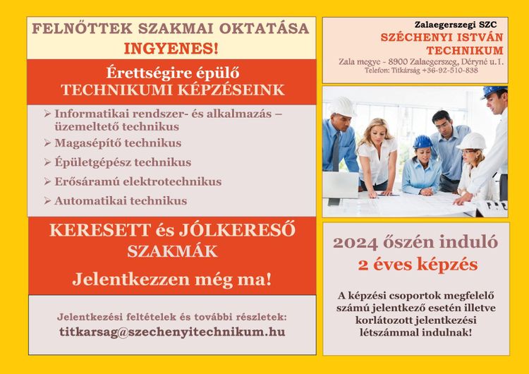 Ingyenes felnőtt szakmai oktatás! Érettségire épülő