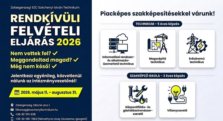 Rendkívüli felvételi eljárás 2026
