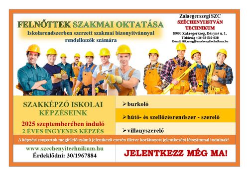 Felnőtt képzés - Szakképző iskolai képzéseink