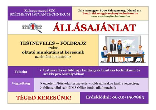 Álláslehetőség - Testnevelés - Földrajz szakos oktató