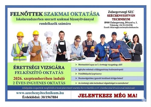 Felnőttek szakmai oktatása, érettségi vizsgára felkészítő oktatás