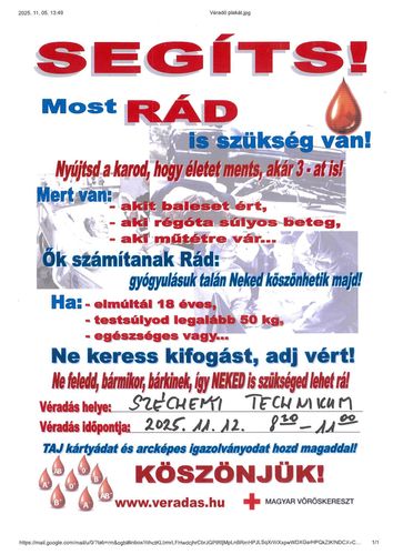 Véradás az iskolánkban!